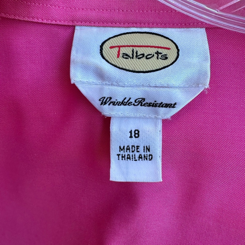 Talbots Pink Wrinkle Resistant Button Front Top - image 7